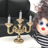 F Fityle 1:12 Dollhouse Miniature Mini Gold Candelabra Furniture European Style Candleholder Candlesticks Doll House Model DIY Ornaments