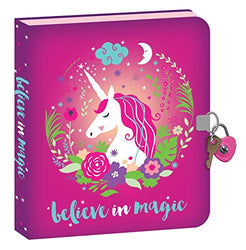 Playhouse Believe in Magic Unicorn Shiny Foil Cover Lock and Key Lined Page Diary for Kids