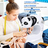 Panda Mini Sewing Machine Portable Sewing Machine with Foot Pedal Small Household Sewing Tool with Thread Cutter Double Speed Control Sewing Machine with Built-in Lighting Lamp for Beginners or Pros