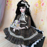 BJD Handmade Doll Autumn and Winter Plaid Skirt Suit for 1/3 BJD Girl Dolls Clothes Accessories