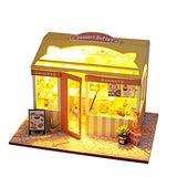 XLZSP DIY LED Lights Miniature Dollhouse Kit Street Shop Doll House Model Wooden Furniture for Valentine's Day Creative Gifts (Dessert Buffet)