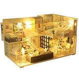 youeneom DIY Miniature Dollhouse Kit Realistic Mini 3D Wooden House Room Craft Furniture LED Lights Children's Day Birthday Gift Christmas Decoration (with Loft,White Dream) (B)