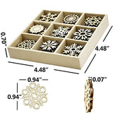 45 PCS Wooden Snowflakes Embellishments，YuQi Laser Cut Kits Slices 45pcs Trees Shapes Nature