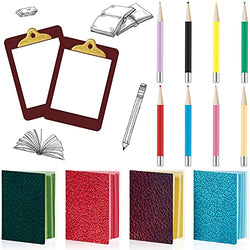 4 Pieces Miniature Book with 8 Pieces Miniature Pencil and 2 Pieces Miniature Clipboard Dollhouse Toy Home Miniature Model DIY Decor Doll House Accessories Coloring House Playset for Collectors