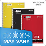 TOPS 1-Subject Notebooks, Spiral, 8" x 10-1/2", College Rule, Color Assortment May Vary, 70 Sheets, 6 Pack (65007)