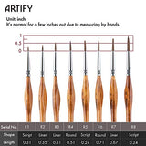 ARTIFY Detail Paint Brush Set - 8 pcs Weasel Hair Brush Miniature Painting Brushes Kit Mini Paints Brush Set for Acrylic Watercolor Oil Face Nail Scale Model Painting Line Drawing (Wood Color)