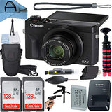 Canon PowerShot G7X Mark III Digital Camera 20.1MP Sensor with 2 Pack SanDisk 128GB Memory Card + Case + Tripod + A-Cell Accessory Bundle (Black)