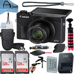 Canon PowerShot G7X Mark III Digital Camera 20.1MP Sensor with 2 Pack SanDisk 128GB Memory Card + Case + Tripod + A-Cell Accessory Bundle (Black)