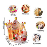 WYD 1:12 Scale Doll House Miniature Furniture Kit DIY Castle Wooden House Model and Beautiful Music Movement Can Be Used for Furniture for Romantic Artwork Gift (Sweetheart Castle)
