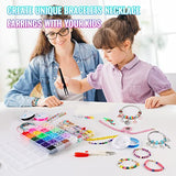 Bracelet Making Kit, Beads for Jewelry Making, Polymer Clay Beads Spacer Beads with Pendant Kit for Making Charm Bracelets Necklaces Earrings, DIY Arts and Crafts Gift for Girls Ages 4-16