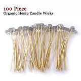 EricX Light Organic Hemp Candle Wicks, 100 Piece 8" Pre-Waxed by 100% Beeswax & Tabbed, for Candle Making