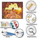 DIY Premium Acrylic Painting by Numbers Kit | Framed on Canvas 16"x20" | Beginners, New and Advanced Painters | Mounting Hardware Included | Hot Air Balloons Holding Hands