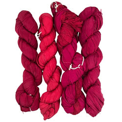 Revolution Fibers - 100% Recycled Saree (Sari) Silk Ribbon Yarn - Bulky Weight - 50 Yards per 100 Grams | Knitting & Crocheting | Jewelry Making, Gift Wrapping and Weaving (Maroon & Reds Mix)