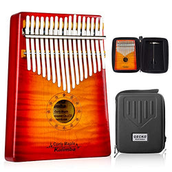GECKO Kalimba 17 Key Thumb Piano with Hardshell Case Learning Book Tuning Hammer for Kids Adult Beginners C Tone Tuned (Solid Curly Maple)