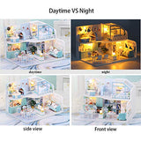 Dollhouse Miniature with Furniture, DIY Wooden Doll House Kit Duplex Apartment Style Plus Dust Cover and Music Movement, 1:24 Scale Creative Room Idea Best Gift for Children Friend Lover (K057)