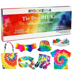 26 Colors DIY Tie Dye Kits,All in One Tie Dye Fabric Set with Rubber Bands, Gloves, Plastic Film and Table Covers for Kids,Adults,Family Groups Party Supplies,Non-Toxic DIY Tie-Dye Handmade Project