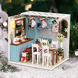 Doll House Miniature Dollhouse Kit DIY Wooden Dollhouse Accessories Plus Dust Proof Cover Model House Assembled Cabin Handcrafts Educational Toys for Kids Teens Adults (M011)