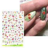 JMEOWIO 10 Sheets Spring Flower Nail Art Stickers Decals Self-Adhesive Pegatinas Uñas Leaves Summer Nail Supplies Nail Art Design Decoration Accessories