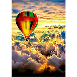 5D Diamond Painting by Number Kit, Hot Air Balloon DIY Full Round Drill Diamond Painting Rhinestone Picture Craft Arts for Home Wall Decor 12x16in