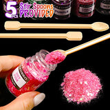 Holographic Chunky Glitter, 15 Colors Craft Glitter for Resin, with 5PCS Mixing Spoon, LEOBRO Cosmetic Glitter for Nail Body Eye Face, Resin Glitter Flakes Sequins for Art Crafts Slime Jewelry Making