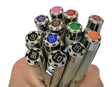Sakura Pigma Micron pens 12 Fineliner Drawing Set (05 Assorted Color with Black Brush, 08, 01 & 05)