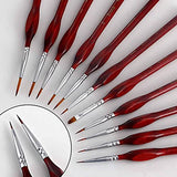 Biokia Detail Paint Brush Set, Miniature Paint Brushes,11pcs Small Paint Brushes for Acrylic Painting Watercolor, Oil, Face, Nail, Scale Model Painting, Line Drawing (Bright Red)