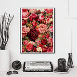 DIY 5D Diamond Painting by Number Kit, Full Drill Peony Flowers Rhinestone Embroidery Cross Stitch Supply Arts Craft Canvas Wall Decor 12X16Inch