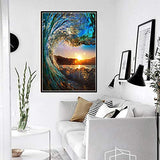 Diamond Painting Kits for Adults,DIY 5D Full Drill Rhinestone Gem Art Paint Surf Eye Beach Sunset Landscape Embroidery HD Canvas Dots Diamond Art Craft for Parlour New Home Wall Decor 12x16in