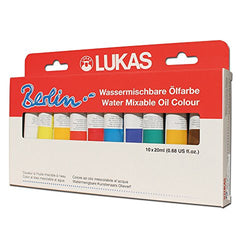 LUKAS Berlin Professional Quality Water Mixable Oil Color Paint Highly Pigmented Beeswax Oil Paint Selection Set of 10-20 ml Tubes - [Selection Set of 10]