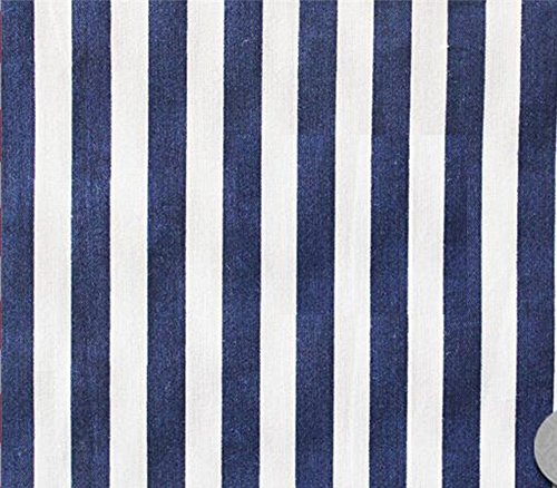 Polycotton Fabric Printed SMALL STRIPES BLUE WHITE / 60" Wide / Sold by the Yard