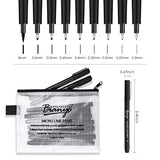 Bianyo Balck+Sepia Micro-Pen Fineliner Pens, Water Resistant Archival Ink Pens for Watercolor Paint, Designing by Art Marker, Comics, Lettering, Journals, Illustration, Graphics, Sketching, Set of 18
