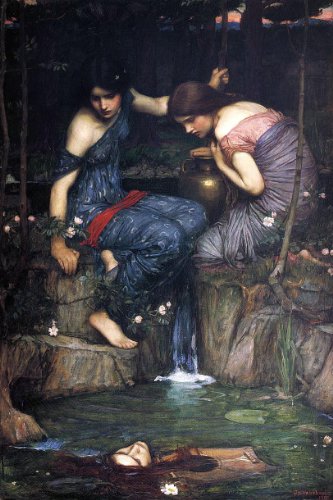 John William Waterhouse Nymphs Finding the Head of Orpheus - 18" x 27" Premium Canvas Print
