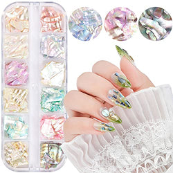 Colorful Irregular Seashell Slices 3D Nail Art Flakes Decoration 12 Colors Abalone Seashell Slices Design Nail Shell Supplies Mermaid UV Gel DIY Nail Beauty