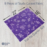 Needles Quilt Studio - Fat Quarter & Jelly Roll Bundle Pack (Amethyst Garden) | Cotton Strips Bundles for Quilting - Jelly Rolls for Quilting Fabrics Quilters & Sewing Precuts Cloth for Quilts