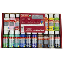 Multi-Surface Satin Acrylic Paint Value Pack, 16 Paints by Craft Smart (2 oz)