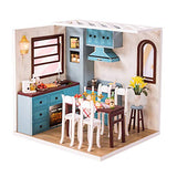 MAGQOO 3D Wooden Dollhouse Miniacture DIY Kit with Furniture Plus Dust Proof 1:24 Scale Creative Room Idea(Jos Kitchen)