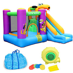 Inflatable Bouncer House with Air Blower and Jumping Castle for Kids (Multicolour, C)