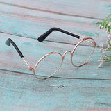 Fityle 1/4 Scale Doll Round Golden Frame Eyeglasses Sunglasses for Blythe Dolls Charms Fashion Accessory