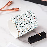 LEAZUL Pen Holder, Makeup Brush Holder Ceramic Shiny Gold Terrazzo Marble Stone Pattern Pencil Cup for Girls Kids Women Durable Stand Desk Organizer Storage Gift for Office, Classroom, Home Light Blue