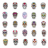 50pcs Halloween Sugar Skull Stickers, Dia de Los Muertos Mexican Day of Dead Stickers Decals, Candy Skull Stickers for Laptop Water Bottle Luggage Bike Computer