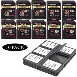 Polaroid 32GB Extreme Pro SDHC 95R/45W MB/S Speed U3 Class-10 Memory Card - 10 Pack with Card