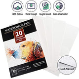 Watercolor Paper Pads, A4 8.3x11.7 Inch, Pack of 2, 40 Sheets (140lb/300gsm), Cold Pressed Art Drawing Paper, Acid Free Sketchbook Pad for Painting & Drawing