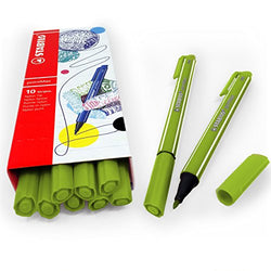 Stabilo PointMax Nylon Tip Fineliner Pen - 0.8mm - Pack of 10 - Light Green - 488/33