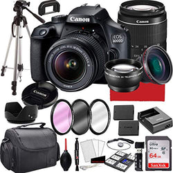 Canon EOS 4000D DSLR Camera with 18-55mm f/3.5-5.6 Zoom Lens, 64GB Memory,Case, Tripod and More (28pc Bundle) (Renewed)