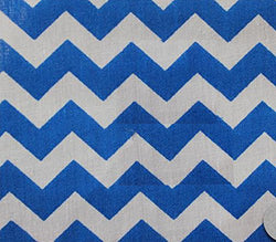 Polycotton Fabric Printed Small Chevron BLUE WHITE / 60" Wide / Sold by the Yard