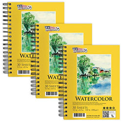 U.S. Art Supply 5.5" x 8.5" Premium Heavy-Weight Watercolor Painting Paper Pad, 60 Pound (300gsm), Pad of 12-Sheets (Pack of 3 Pads)
