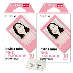 Fujifilm Instax Mini Pink Lemonade Film 2 Pack (20 Exposures) + Quality Photo Fiber Cloth