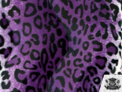 Velboa Faux / Fake Fur Leopard PURPLE BLACK WHITE Fabric By the Yard