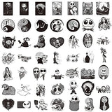 Nightmare Before Christmas Decorations Stickers|100PCS|Kids/Teens Vinyl Waterproof Stickers,Suitable for Water Bottles,Phones,Skateboard,Game Consoles,Bumpers,Helmets(Nightmare Before Christmas-Black and white)