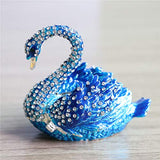 Waltz&F Diamond Blue swanTrinket Box Hinged Hand-Painted Figurine Collectible Ring Holder with Gift Box